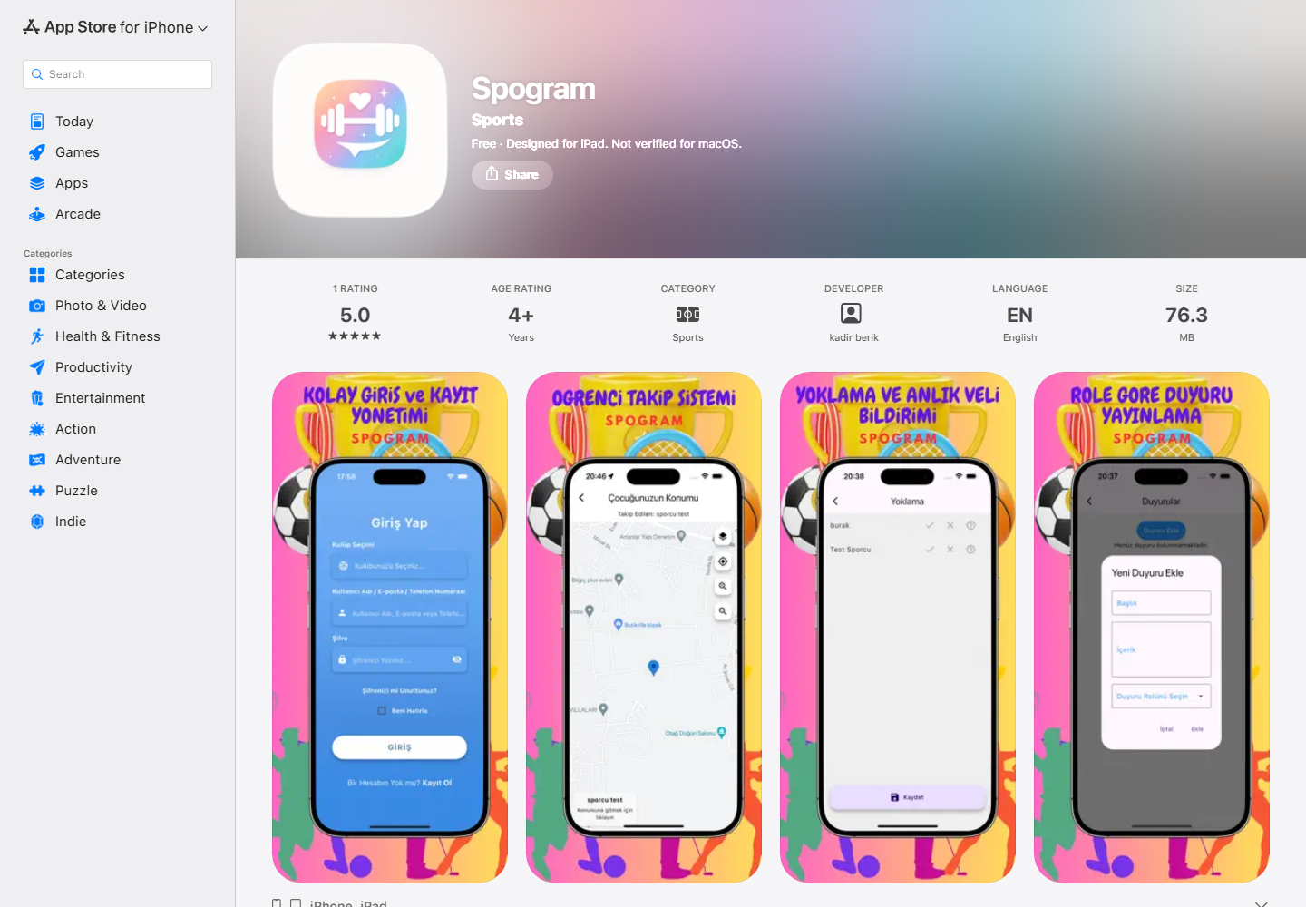 Spogram ekran görüntüsü